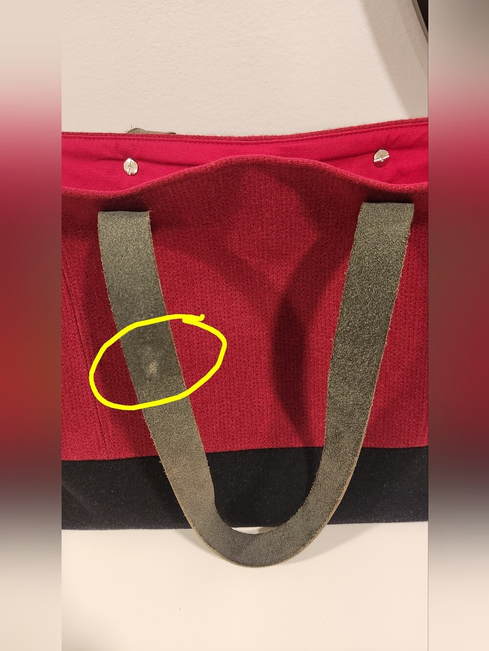Wool Tote Hand Made Hand Dyed Leather Straps - Picture 8 of 8